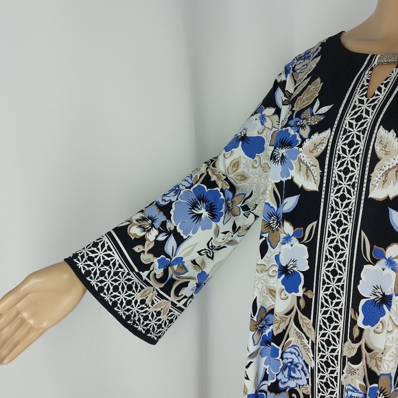 JM COLLECTION blouse with print size large tops Long sleeves - Picture 4 of 15